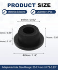 4 Pack T Shaped Silicone Plugs Twenty One Point Three Millimeter Diameter Twenty Seven Thirty Second Inch Snap In Hole Seal