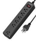 Black Must Have 6 Outlet Surge Protector Power Strip With Four And A Half Foot Extension Cord Two Pack 900 Joules Overload Switch.