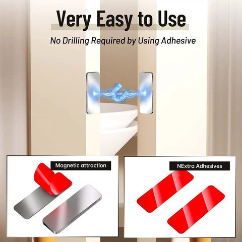 Image showing Eight Pack Ultra Thin Magnetic Cabinet Door Catches With Strong Hold, Adhesive Mount, Stainless Steel, easy install display.