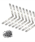 Level Up Your Home Repair Game With These Eight Pack Five By Five Inch Stainless Steel L Brackets Heavy Duty right angle supports and screws.