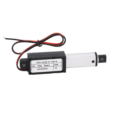 Hella Smooth 24V Electric Linear Actuator Delivering A Crisp 30MM Stroke And 150N Thrust Force With IPX4 Rain Shielding.