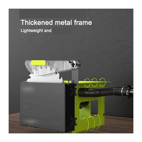 Rock Solid 3500W Dust Free Woodworking Table Saw delivering knockout torque with a thickened metal frame viewed from the side.