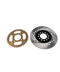 32 Inch Rear Axle Assembly Kit For Go Kart And ATV With Shaft Hub Chain Brake Master Cylinder Caliper Brake Disc Pillow Blocks Sprocket Mounting Hardware DIY Replacement, showing sprocket and brake disc components.