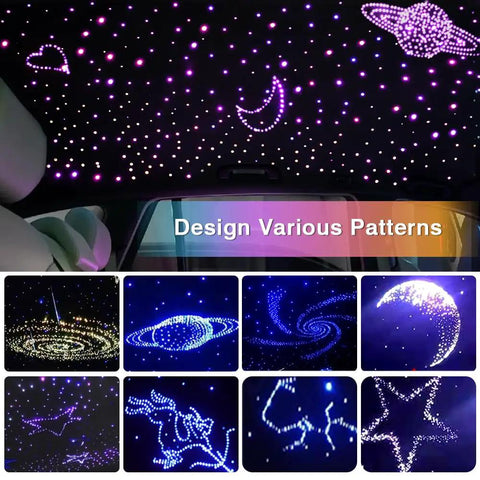 Lit 16W RGBW Bluetooth App Controlled Fiber Optic Star Ceiling Kit With Music Sync And Twinkle Effect LED designs on car roof