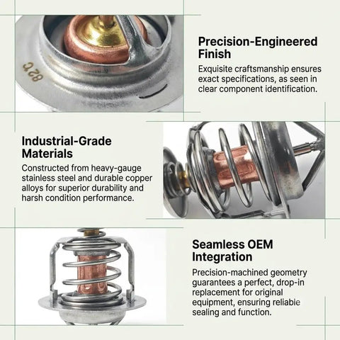 Heavy Duty Engine Thermostat M147342 For Precise Temperature Regulation That Opens At 82 C 179 F To Prevent Overheating And Stand Up To Outdoor Rugged Use Under Heavy Loads Durable Alloy Housing For Long Term Outdoor Use And Easy Install, 82°C
