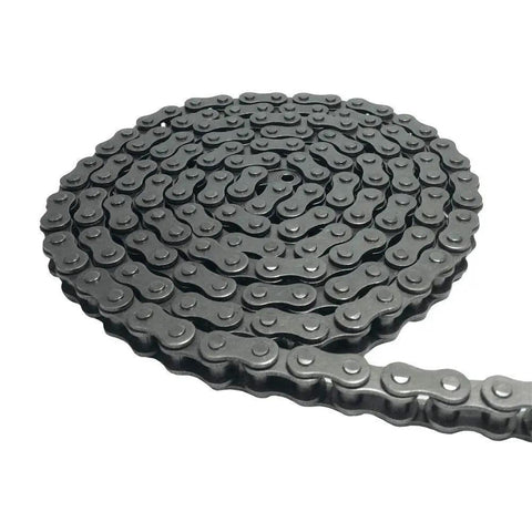 08A 40 Roller Chain Kit For Go Karts And Mini Bikes, 5 Feet Of 120 Links In 40Mn Carbon Steel, coiled view of replacement chain