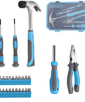 25 Piece General Household Tool Set With Plastic Storage Toolbox For Home, Garage And Office, Includes Hammer, Pliers, Precision Screwdrivers And Multi Size Bits