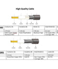 High-quality cable diagram showing LMR 400 and others, with material and dimension details for Ultra Low Loss PL259 Male To PL259 Male UHF Coax Cable 35 Feet Nickel Plated Brass Connectors Shielded RF Cable For Ham Radio CB Transmitters And Antennas Top Notch Flex Reliable Signal.