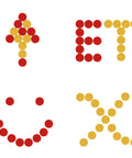 Totally Kid Approved Two Color Counters 100 Pack In Heavy Duty Plastic Case arranged as symbols and letters on a white background.