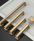 5 Pack 5 Inch Gold Cabinet Handles Champagne Bronze Kitchen Cabinet Pulls for Cupboard and Drawer on white background