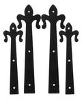 Flat Embossed Garage Door Hinge Set With Handles Decorative 4 Piece Hardware Kit 8 Inch And 10 Inch Hinges, black iron finish