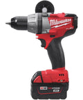 M18 Fuel Brushless Hammer Drill With Redlithium Xc Battery And Charger Hardcore Cordless Power Tool side view with grip