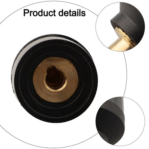 Close-up of TIG Welding Torch Cable Adapter 10-25 To 35-50 Connector showing brass interior and rubber exterior detail