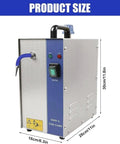 Professional Jewelry Steam Cleaner Machine 2L Capacity Stainless Steel Gem Washer showing control panel and dimensions.