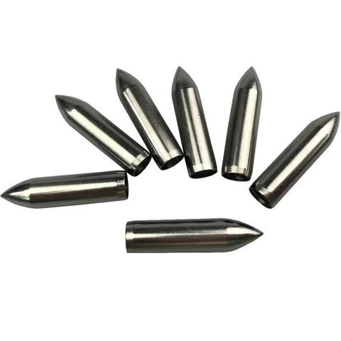 Glue On Field Points For Archery 12 Pack Stainless Steel Tips For 6mm Wooden Bamboo Arrows 7mm OD 6mm ID 1.181 Inch Long 54 Grain