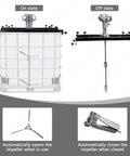 Half To One Horsepower Air Agitator Paint Stirring Machine in operation and rest state, shown with open and closed impeller.