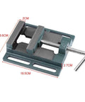 Super Heavy Duty Cast Iron Drill Press Vise Featuring Four Inch Jaw Width with a solid structure for reliable woodworking tasks.