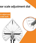 DIY Friendly Miter Cutter For Trim And Molding With Adjustable 45 To 135 Degree Angles with clear scale adjustment dial shown.