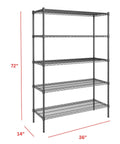 Beefy 5 Tier Metal Adjustable Freestanding Garage Storage Wire Shelving Unit 36 In W x 72 In H x 14 In D Heavy Duty Shelves Hold Up To 250 Lbs Each Ideal Tool And Part Rack For Garage Workshop And Home, black wire shelf unit