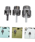 Heavy Duty Pipe Threader Set For Pvc And Metal Pipes, Electrician Threading Tool Compatible With Electric Drill For Plumbing Projects, showing steel cutting heads.