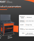 Shop Ready CNC Tool Holder Cabinet With Door, Heavy Duty Machinist Workshop Parts Chest, Knockout ABS Keeper For BT CAT HSK Capto Bits And Consumables, Built Damn Tough - Orange and Gray workbench design dimensions 34.6" x 21.6" x 51.1".