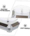 Didiseaon Solar Powered Rotating Jewelry Display Stand Decorative Rack with clear spinning tray and solar panel base.