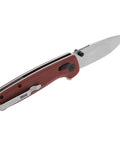 Terminus XR G10 Folding Knife with ambidextrous opening, adjustable belt clip, rugged G10 handle, stonewashed hardware, crimson finish