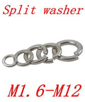 20-100Pcs GB93 A2 Spring Split Lock Washer Elastic Gasket Pack For M1.6 To M12 Bolts And Nuts, heavy duty metal spring steel