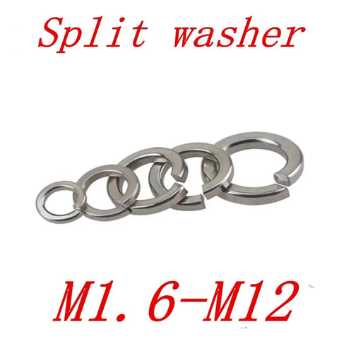 20-100Pcs GB93 A2 Spring Split Lock Washer Elastic Gasket Pack For M1.6 To M12 Bolts And Nuts, heavy duty metal spring steel