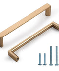 10 Pack 5 Inch Cabinet Pulls Square Champagne Bronze Finish Zinc Alloy Hardware For Kitchen Cabinets Dressers Wardrobes 128mm Center To Center 135mm Overall Length Drawer Handles with screws