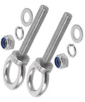 M10x60 Stainless Steel Eyebolts With Nuts And Flat Spring Washers, Weather Resistant And Anti Loosening Design For Outdoor And Indoor Use, Built To Last Heavy Duty Anchor Eyebolts For Household Projects And Sensitive Devices, two eyebolts with nuts and washers