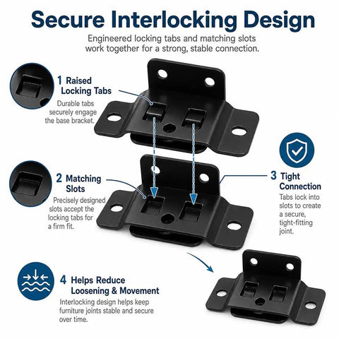 L Shape Furniture Joint Braces Kit White 8 Piece Set No Fuss With Screws Heavy Duty Metal Corner Brackets secure connection design
