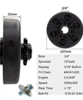 Heavy Duty Centrifugal Clutch Three Quarter Inch Bore 10 Tooth For 212cc Predator Go Kart Engine Kit With Bolt And Washer diagram