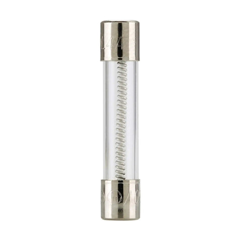 Close-up of Time Delay Slo Blo Glass Fuse One Amp 250 Volt 3AG Size One Quarter Inch By One And One Quarter Inch Pack Of Five
