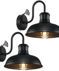 Two Pack Dusk To Dawn Outdoor Wall Sconces For Porch And Garage Exterior Gooseneck Barn Light In Matte Black Vintage Farmhouse Vibe Weatherproof Anti Rust Outdoor Light Fixture