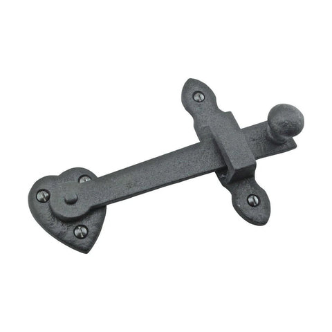 Black Wrought Iron Gate Flip Latch 4 Inch Tall Decorative Antique Heart Style Medium To Light Duty Door Lock Hardware with screws