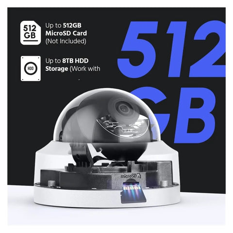 Badass 12MP POE Security Camera Kit With Smart Dual Light Setup For Crisp Indoors And Outdoors Surveillance Featuring No Sweat Installation And Tight Night Vision Clarity - dome camera showing storage options and design.