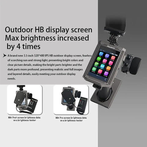 Noble NB4 Pro Plus 2.4GHz 18 Channel Radio Transmitter with IPS display showing brightness features for RC cars and boats.