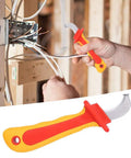Dismantling Knife With 1000V Insulation For Electricians Fast Strip Cable Stripper And Wire Cutter in use with wiring setup