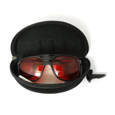 Top Shelf Laser Goggles For 532nm Green Diode Lasers With Heavy Duty Clear Lenses in black carry case open.