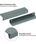 Edge Cabinet Finger Pull 150mm Aluminum Alloy Back Mount Hidden Drawer Pull 10 Pack Gray