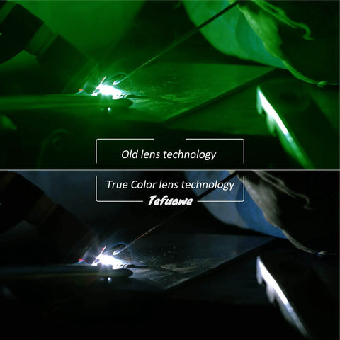 Comparison of old lens technology with Auto Darkening Welding Goggles With True Color LCD Lens in use during welding.