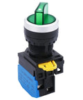 22mm SPST 1NO Two Position Maintained Latching Rotary Selector Switch With Green LED Indicator 440V 10A for electronics.