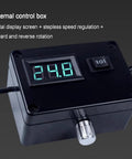 Badass Electric Knife Sharpener And Wet Bench Sander Featuring Ten Tough Sand Belts Plus Polishing And Grinding Wheels To Master Every Cutting Job And Level Up Your Garage Workshop Setup, external control box with digital display and speed regulation.