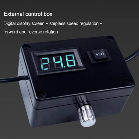 Badass Electric Knife Sharpener And Wet Bench Sander Featuring Ten Tough Sand Belts Plus Polishing And Grinding Wheels To Master Every Cutting Job And Level Up Your Garage Workshop Setup, external control box with digital display and speed regulation.