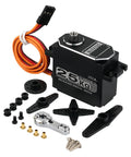 Built Tough 25Kg Brushless Digital Servo With Full Metal Gears, connectors, and accessories for RC vehicles.