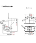 Top Shelf Swivel Casters With Brakes And Slick Nylon Wheels For Flower Stands And Furniture Easy Setup That Rolls Smooth On Hardwood Or Carpet Zero Damage To Your Floors In A Ready To Go Set Of Four - 2 inch caster diagram showing size and mounting details.