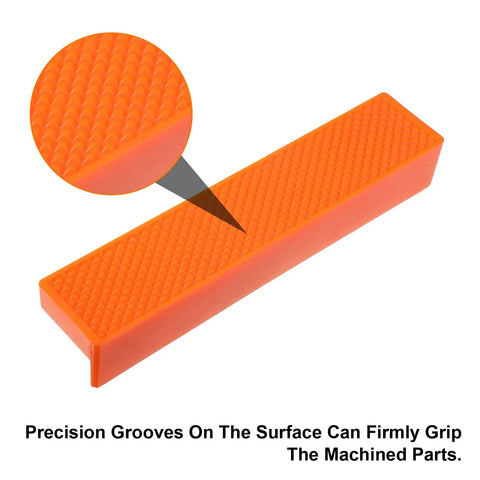 2 Set Magnetic Vise Jaw Pads 5 Inch Soft Rubber Bench Protectors with precision grooves for secure gripping in woodworking.