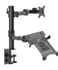 Heavy Duty Dual Monitor Arm Stand With Full Motion Height Adjustable Desk Mount For 10 To 27 Inch Screens and 15.6 Inch Laptops Up To 22 Lbs Each Sturdy Steel Desk Setup Flex That Slaps - side view