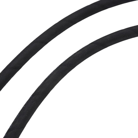 Two black braided excavator diverter valve hoses, 32-inch length, M14 to 1/4in fittings.